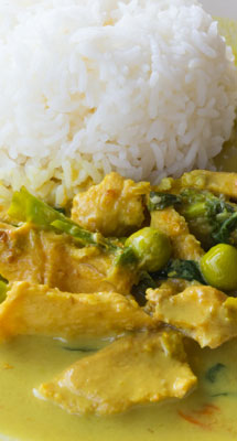 Receta de pollo al curry tailandés