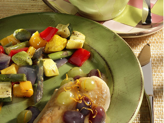 Veronique de pollo a la naranja