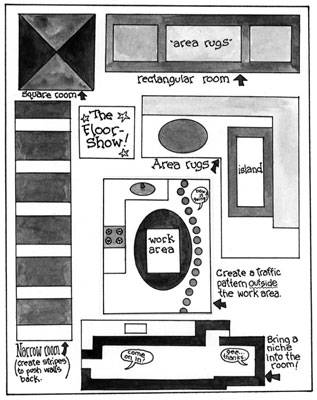 Decoración de pisos en habitaciones con formas extrañas