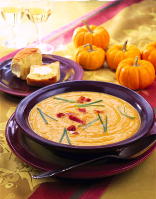 Sopa picante de calabaza y maíz