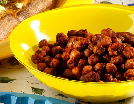 Bocadillos de vientre plano: garbanzos ahumados