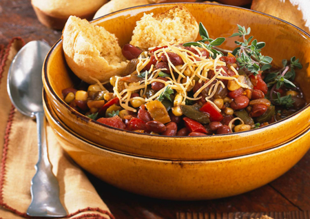 Receta vegetariana de frijoles y chile