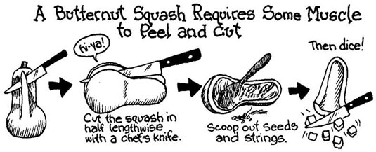 Cómo cortar verduras de piel dura a la mitad